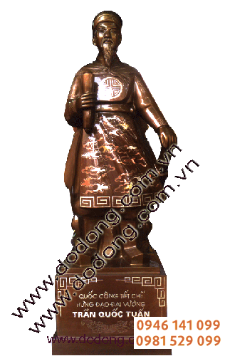 Tượng đồng trần quốc tuấn tam khí 60cm
