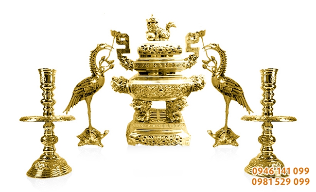 Lư đồng vĩnh tiến đồng vàng thờ gia tiên