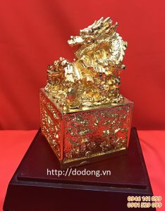 ấn rồng cửu long đồng mạ vàng, vật phẩm phong thủy quý