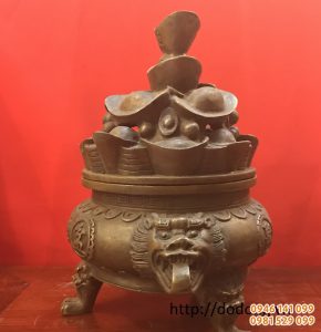 Bát vàng phong thủy bằng đồng,bát thỏi vàng 22cm