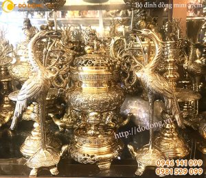 Bộ đỉnh đồng thờ cúng mini cao 27,33cm cho bàn thờ nhỏ