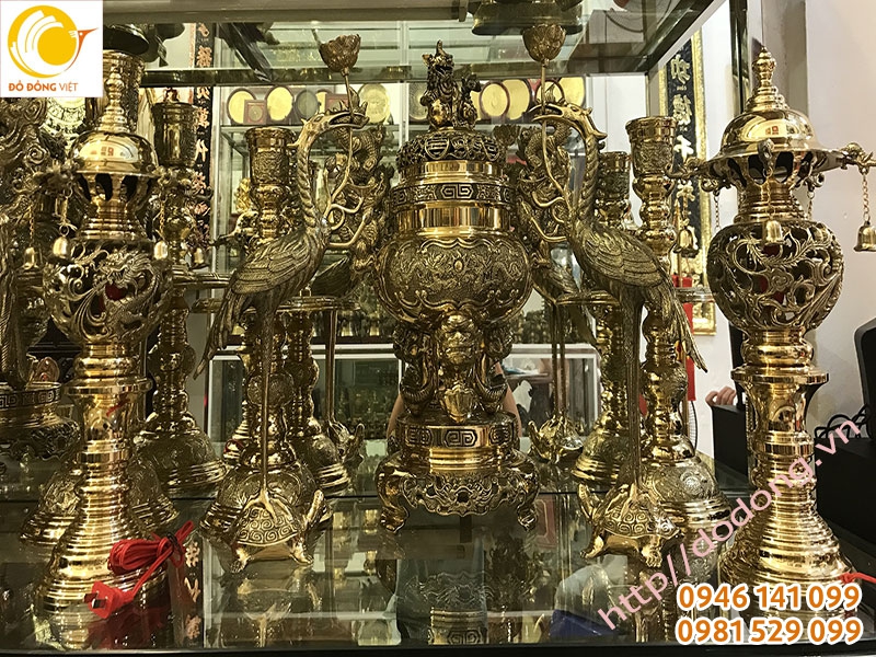 Bộ đỉnh đồng ngũ sự 50cm đồng vĩnh tiến