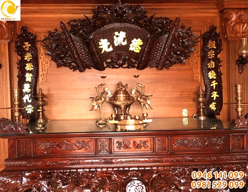 Bộ ngũ sự bằng đồng đỏ 55 cm bày bàn thờ gia đình