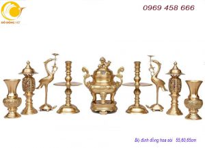 Báo giá bộ đỉnh thờ đồng vàng đúc liền hàng đại bái