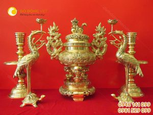 Lư đồng vĩnh tiến,bộ tam sự ngũ sự số 4 vĩnh tiến 55cm