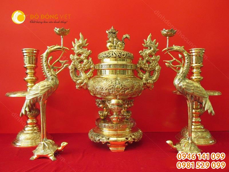 Lư đồng vĩnh tiến,bộ tam sự ngũ sự số 4 vĩnh tiến 55cm