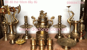 Bộ đồ thờ cúng đồng hun màu xám bền đẹp