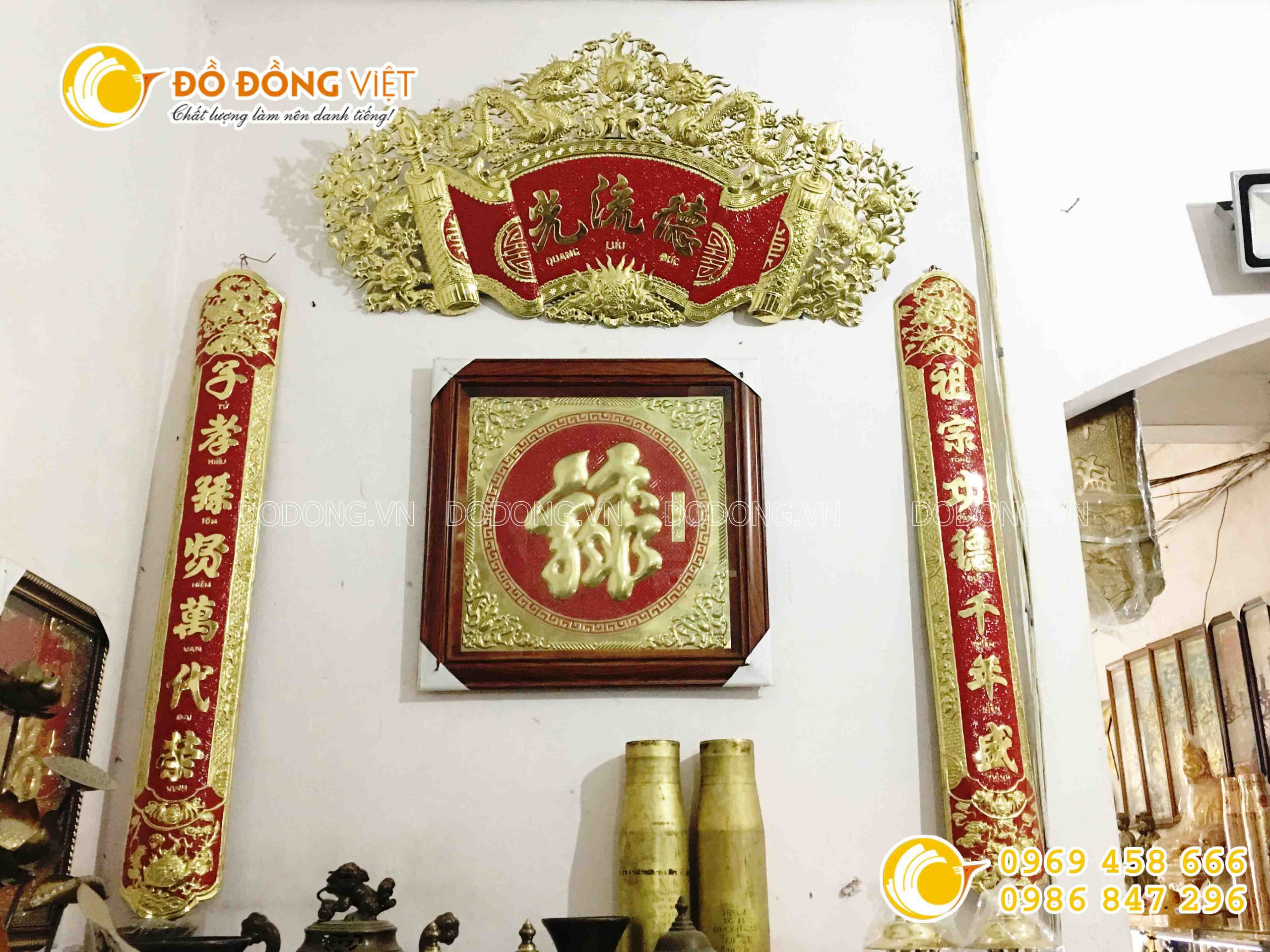 Cuốn thư câu đối đồng kt 1m55 đẹp giá rẻ tại xưởng