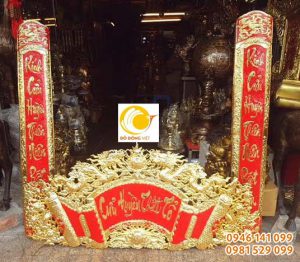 Bộ cuốn thư câu đối cửu huyền thất tổ bằng đồng 135cm