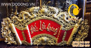 Mẫu cuốn thư câu đối đồng vàng thư pháp chạm đẹp