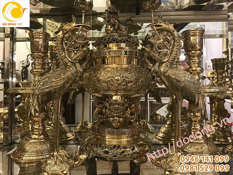 Báo giá bộ đồ thờ vĩnh tiến,đỉnh đồng ngũ sự số 2