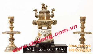 Bộ đỉnh đồng vàng tam sự vuông 50cm – Đồ đồng liên doanh