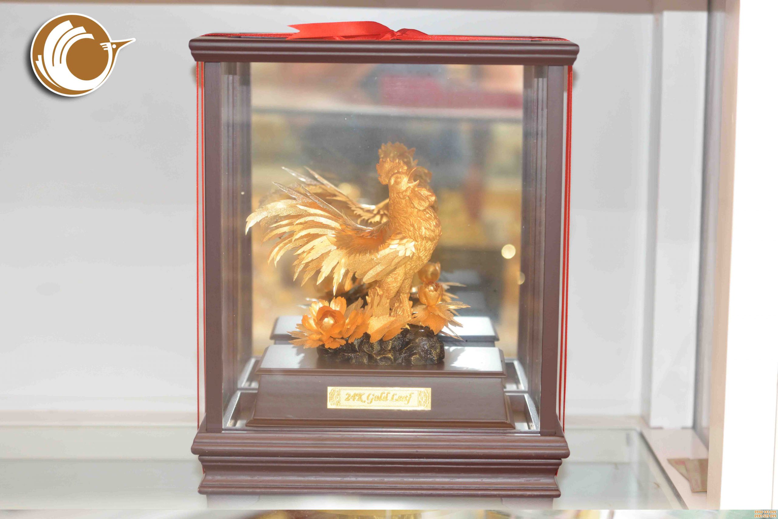 Gà trống dát vàng 24k- quà tặng linh vật phong thủy