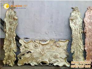 Hoành phi câu đối lá chuối và hoa sen