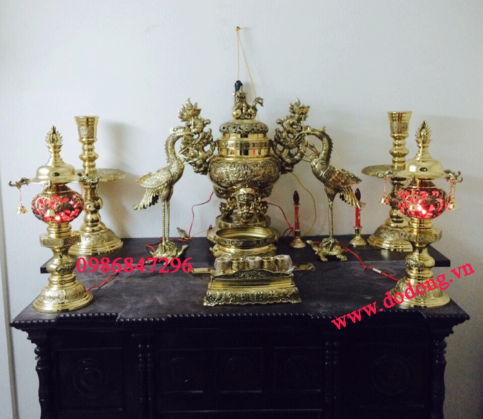 Báo giá bộ đồ thờ đồng vĩnh tiến cúng gia tiên