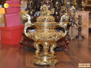 Lư đồng mạ vàng thờ cúng cao 70cm