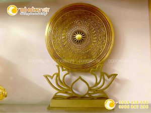 Mặt đĩa trống đồng đúc làm quà tặng đế hoa sen