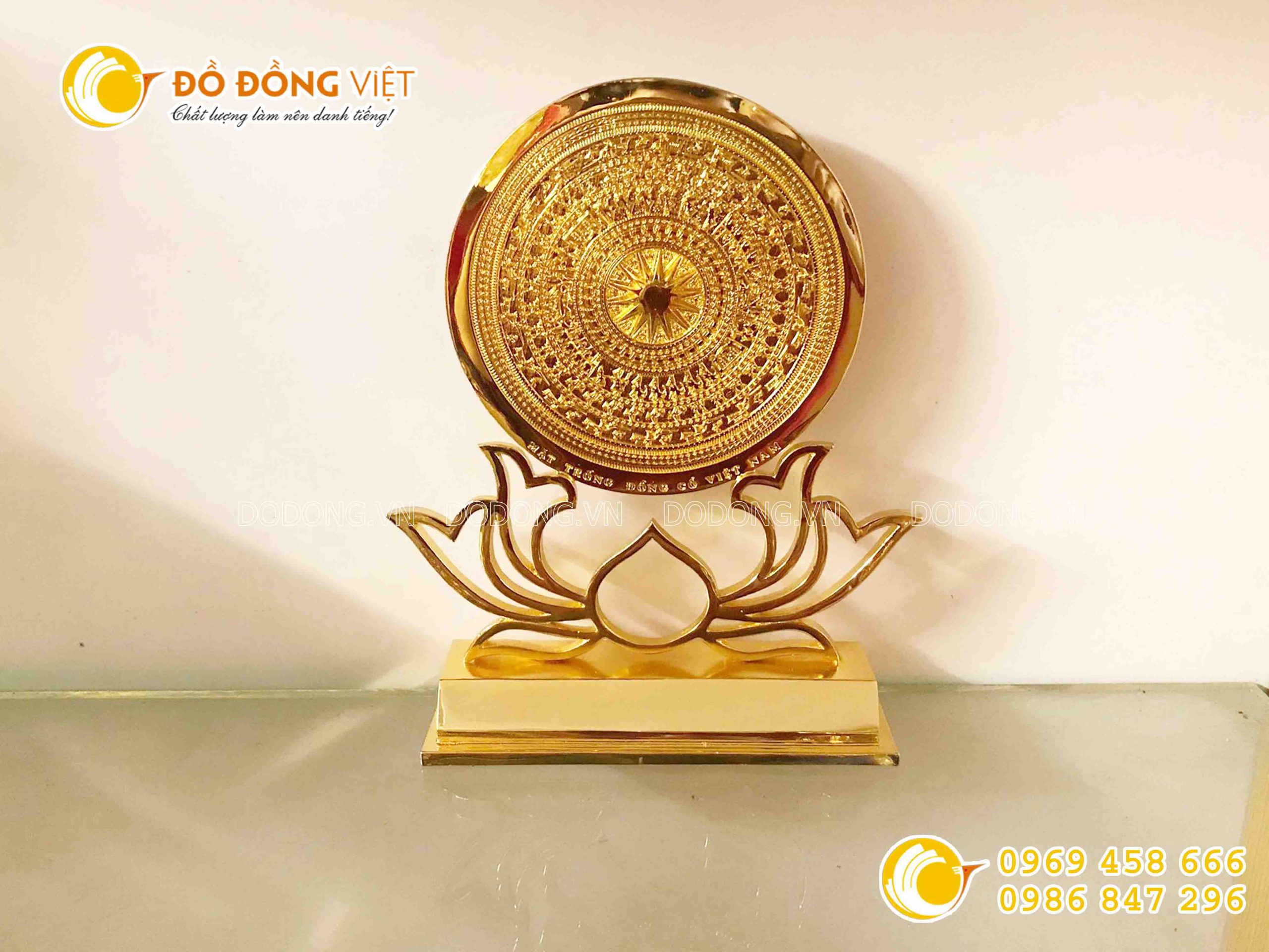 Đĩa trống đồng Đông Sơn đế hoa sen làm quà tặng ý nghĩa