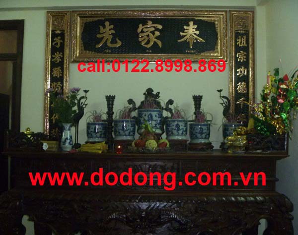 Hoành phi câu đối Phụng gia tiên chữ dịch 1,55m