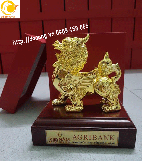 Tỳ hưu đồng mạ vàng khắc logo lời tặng