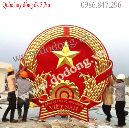Quốc huy Việt nam bằng đồng dk 3,5m đồng vàng tấm 1,2ly