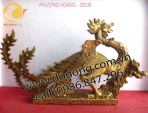 Phượng hoàng phong thủy bằng đồng 30cm