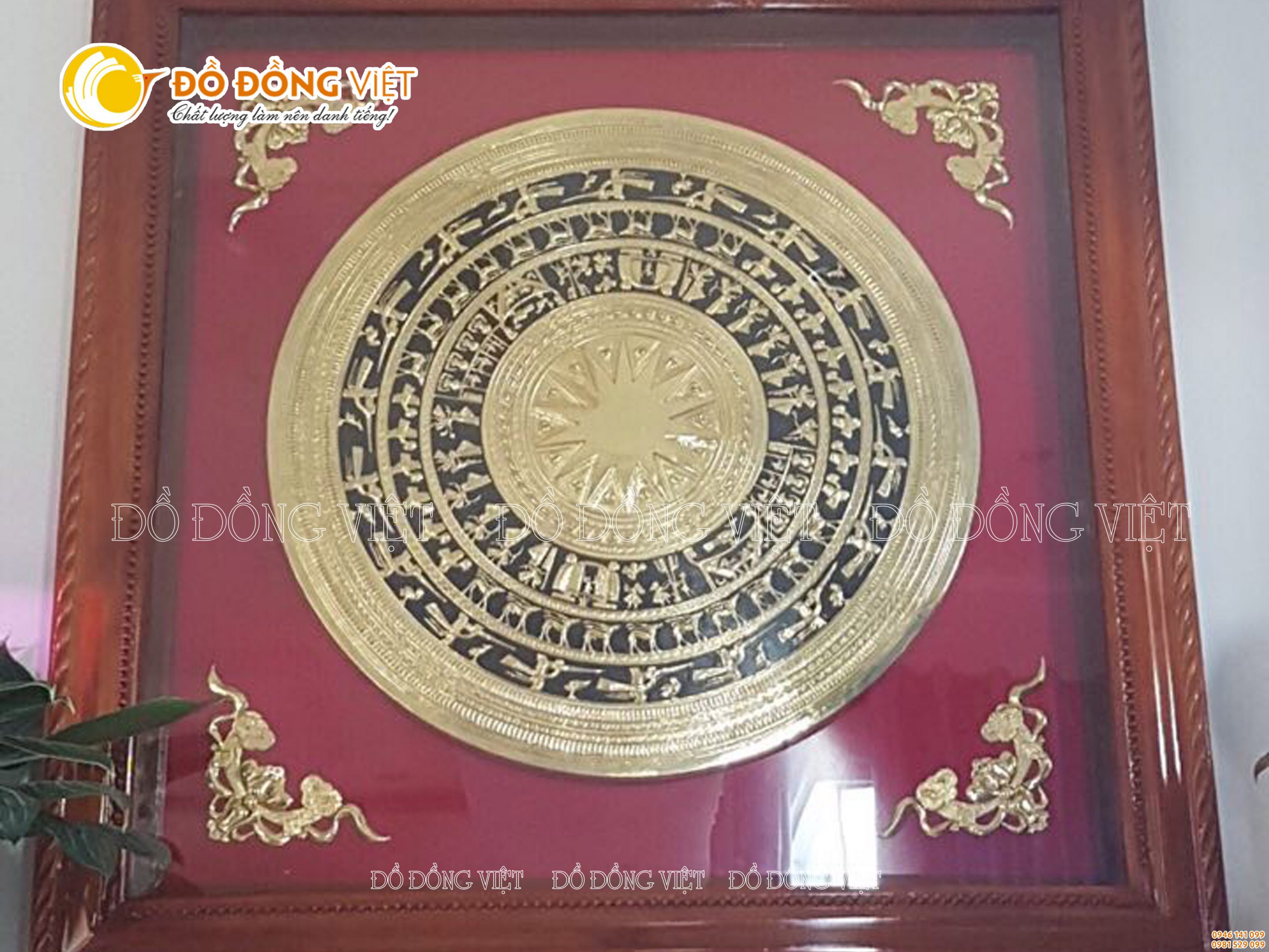 Tranh trống đồng Đông Sơn gò thủ công KT 1m5