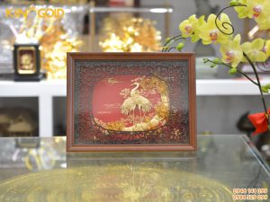 Quà tặng tranh vàng 24k- tranh tùng hạc diên niên mạ vàng