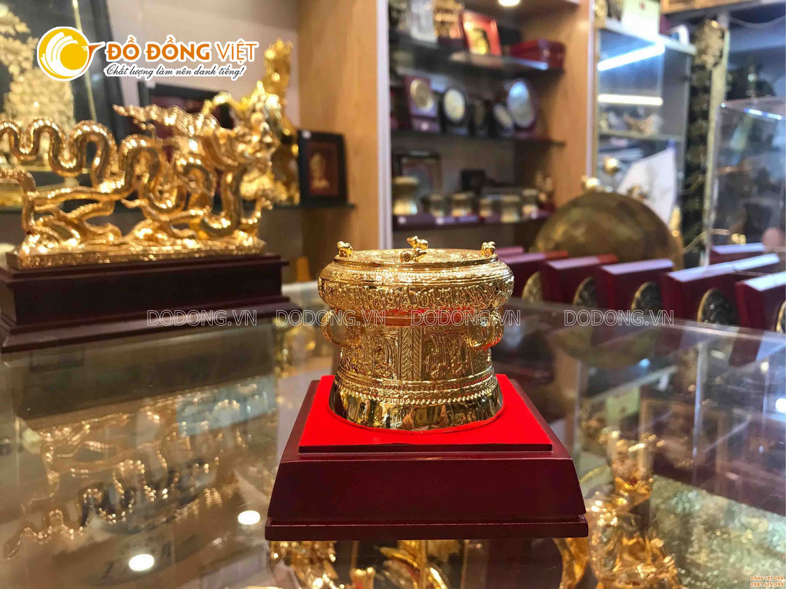 Trống đồng mạ vàng 10 cm