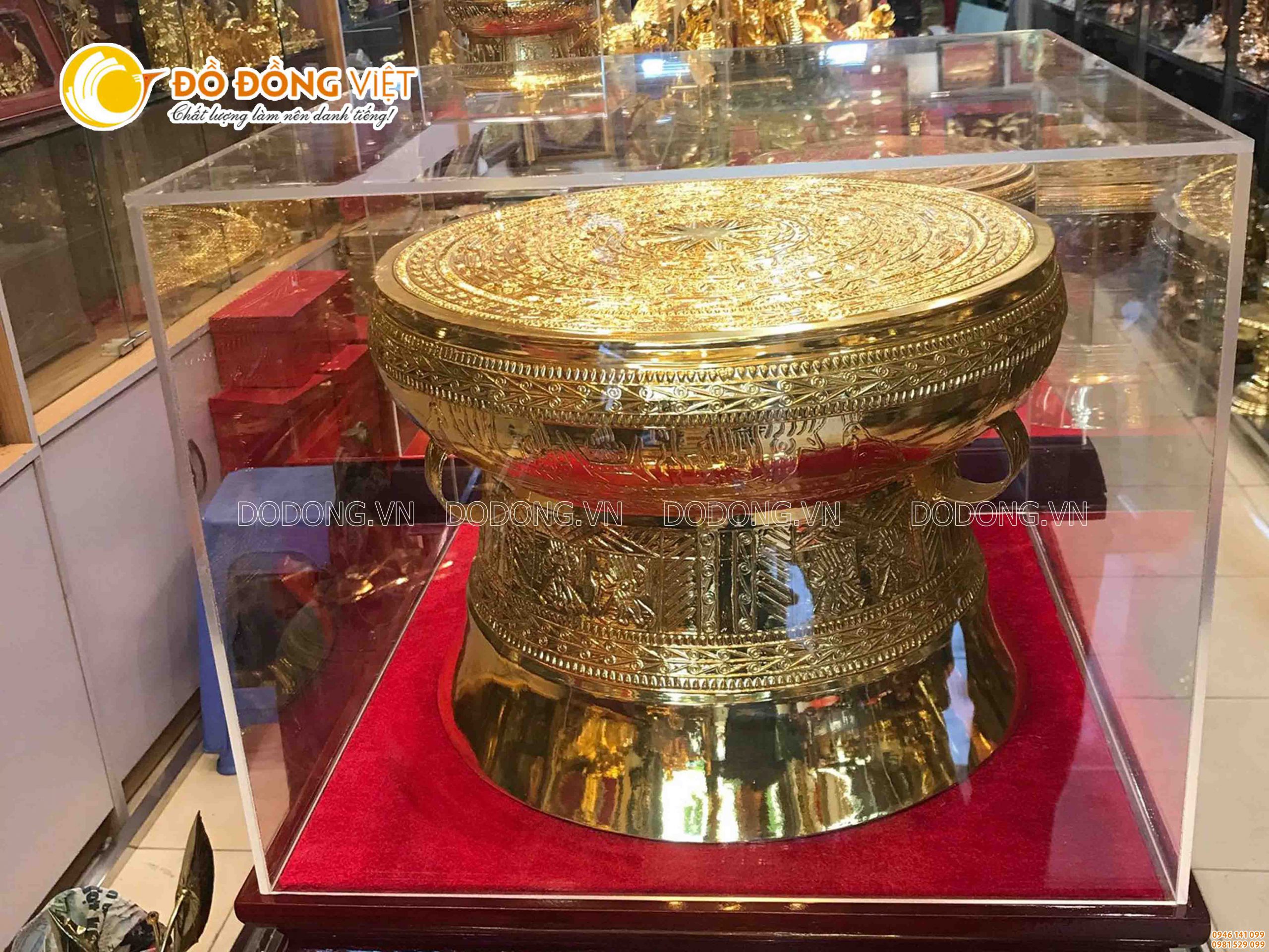 Trống đồng mạ vàng DK 45 cm