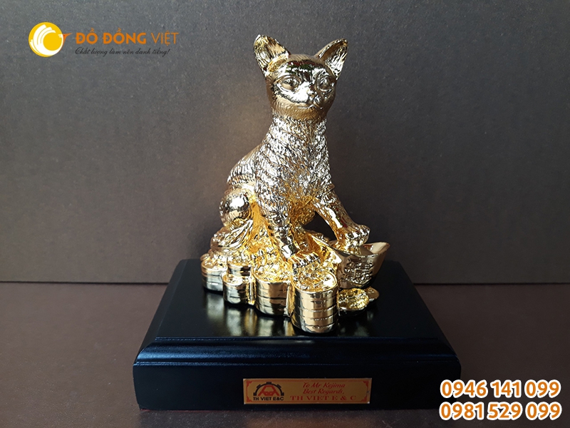 Đồ đồng Việt cung cấp tượng Mèo phong thủy mạ vàng