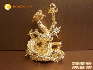 Tượng rồng phong thủy cầm ngọc mạ vàng 24k