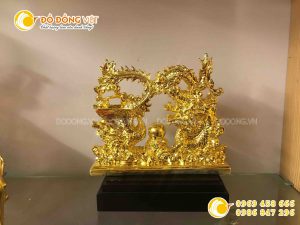 Tượng rồng phượng bằng đồng mạ vàng, tượng rồng vàng cuộn phượng
