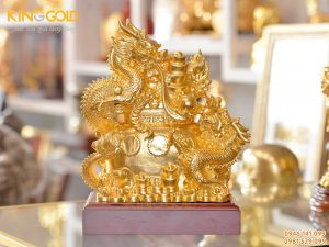 Tượng rồng ôm vàng bạc châu báu, tượng rồng vàng phong thủy