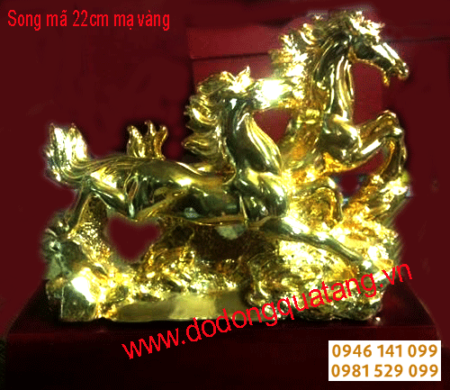 Song mã bằng đồng mạ vàng phong thủy