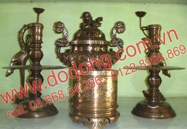 Đỉnh thờ khảm tam khí ngũ sự cao 45cm