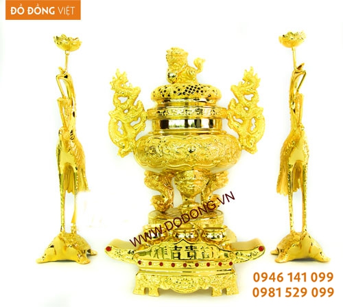 Đồ thờ cúng đồng mạ vàng 24k Đồ thờ mạ vàng