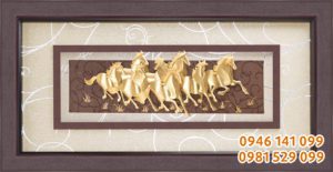Tranh ngựa vàng, mã đáo thành công dát vàng 24k