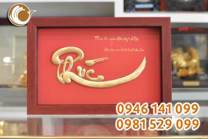 Tranh chữ phúc thư pháp mạ vàng 24k