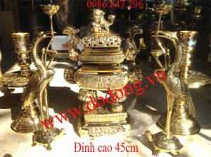 Bộ đỉnh đồng thờ vĩnh tiến số 2 cao 45cm đồ đồng vĩnh tiến