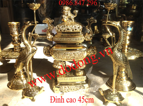 Bộ đỉnh đồng thờ vĩnh tiến số 2 cao 45cm đồ đồng vĩnh tiến