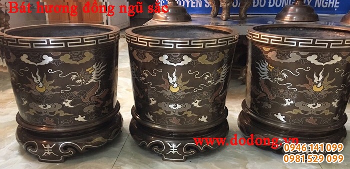 Bát hương đồng ngũ sắc công đức đầu năm đồ đồng việt