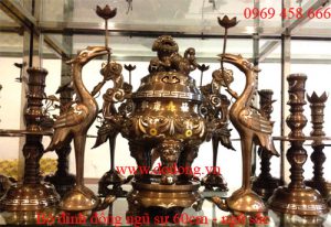 Bộ đồ thờ đồng đại bái ngũ sắc 60cm