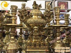 Lư đồng tam sự dapha số 1 đúc 2d cao 61cm