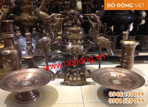 Bộ đồ thờ đồng ngũ sắc 45 Đồ đồng việt