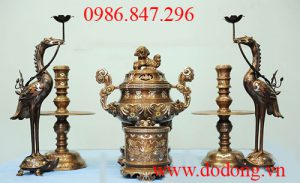 Bộ đỉnh khảm ngũ sắc 60cm đúc liền
