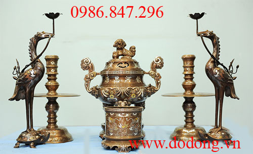 Bộ đỉnh khảm ngũ sắc 60cm đúc liền
