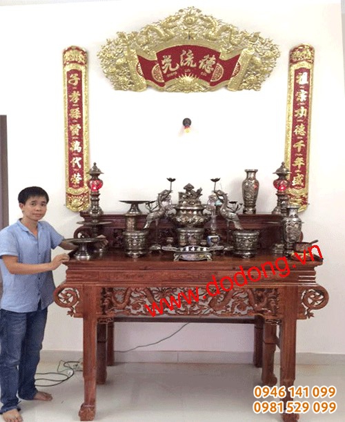 Trang trí bàn thờ gia đình cao cấp khảm ngũ sắc dns