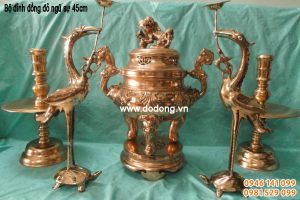 Bộ đỉnh đồng đỏ đánh bóng ngũ sự đồng đại bái