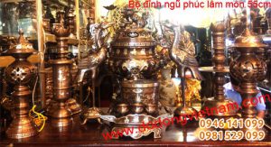 Bộ đỉnh ngũ sắc khảm ngũ phúc lâm môn 55cm